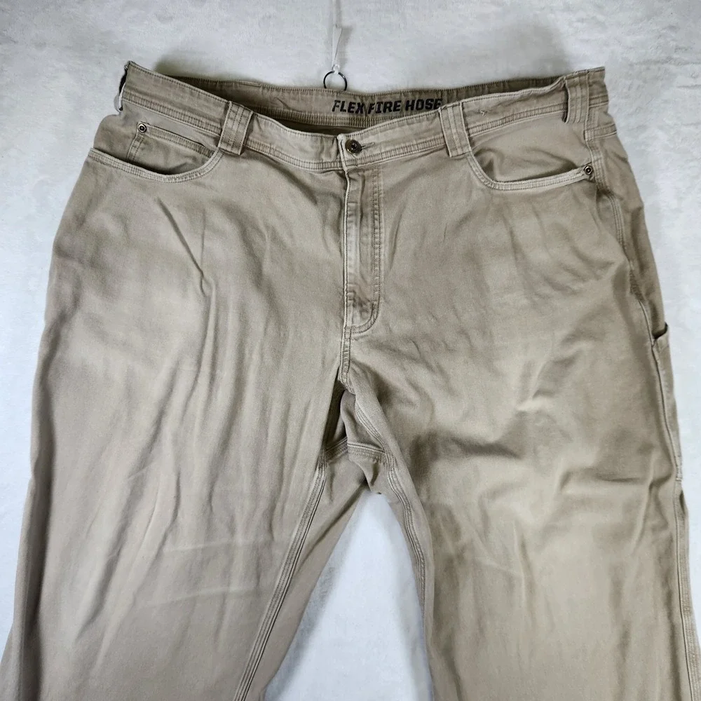 Duluth Trading Co Flex‎ Fire Hose Work Pants Men's 44x30 Khaki Canvas Utility